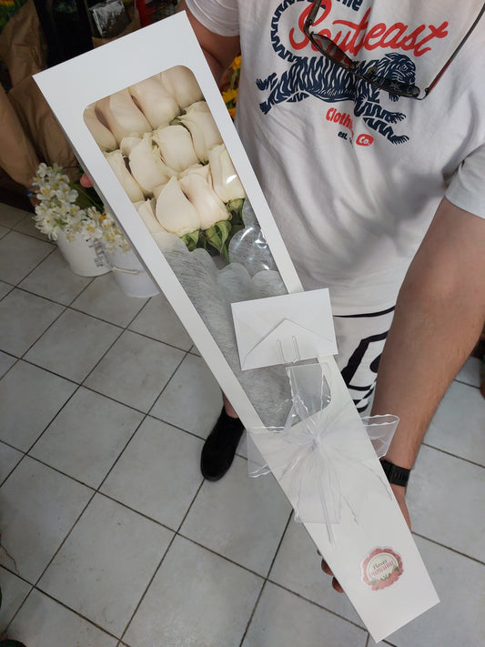 Caja 12 Rosas Ecuatorianas Blancas - Docena de Rosas Blancas