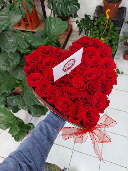 Corazón 30 Rosas Ecuatorianas Rojas - Rosas Importadas
