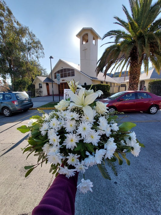 Cojín Funerario Lilium y Alstroemerias - Arreglo Fúnebre Féretro talla M