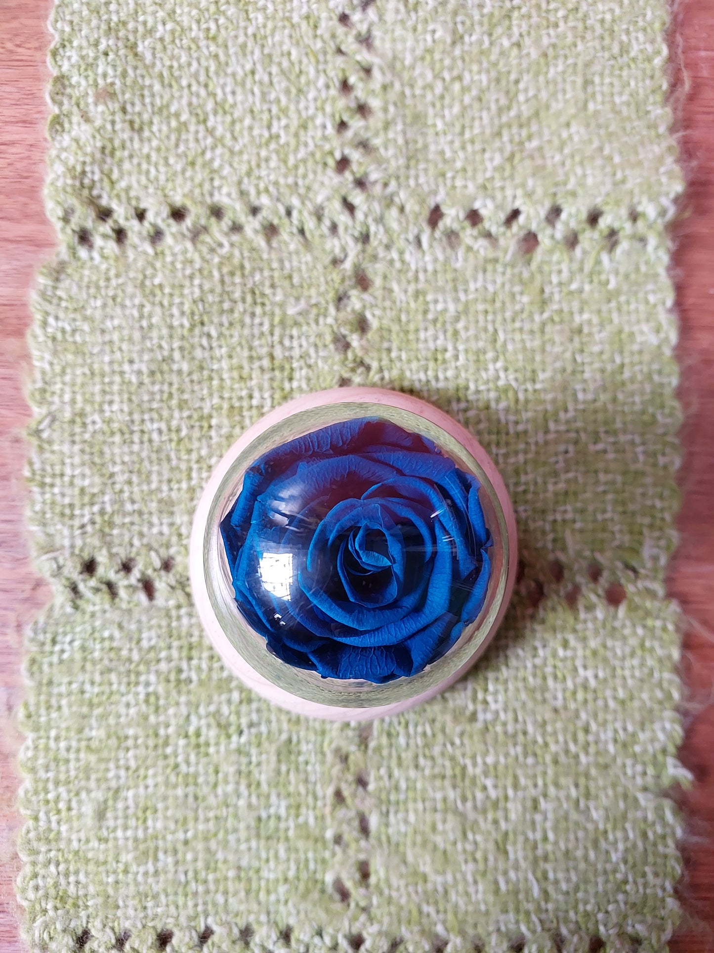 Rosa Azul Preservada en Cúpula de Cristal - Rosa Eterna sin Tallo